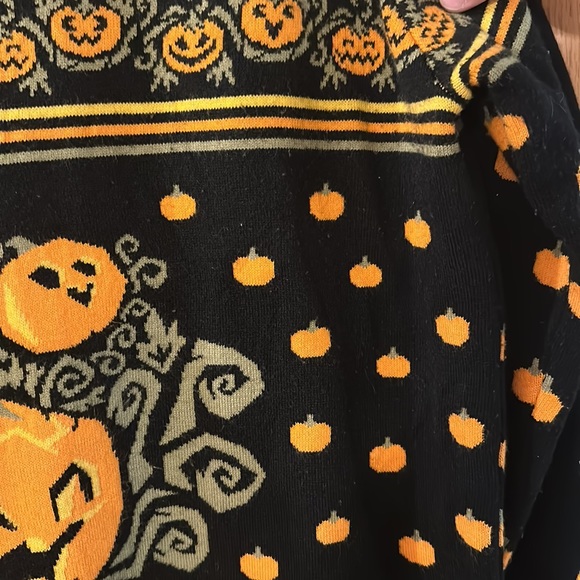 Fun.com Halloween Pumpkin Jack-O-Lantern Ugly Sweater Black Orange Size XL - Picture 6 of 11